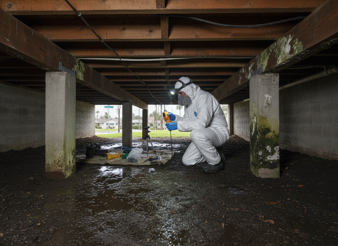 Inspecting Crawl Spaces for Mold After Winter Rains Near Bolsa Avenue